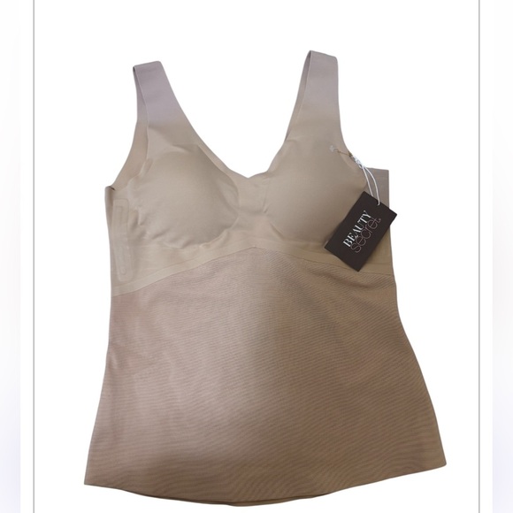 Tan Shapewear Camisole with V-Neck and Wide Straps - Picture 1 of 5